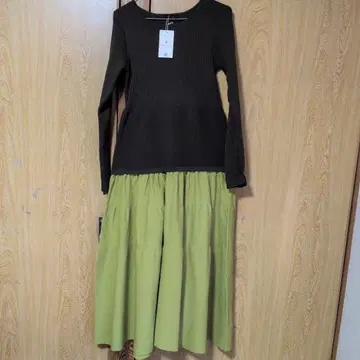 Bou Jeloud 롱 원피스 다크 브라운/그린 택 포함 새상품