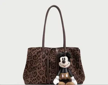 레오파드 무늬 토트백 미키마우스 참