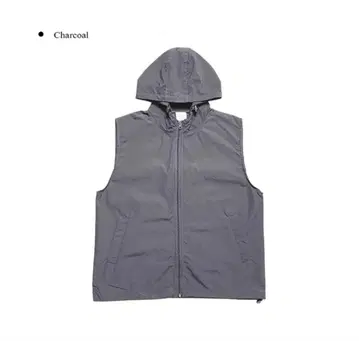 에니원모어 nugu 밑단 드로스트 나일론 혼방 후드 베스트 자켓