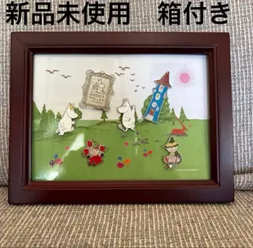 [ 미사용 새상품 ] 무민 밸리 파크 핀 배지 6개 세트 프레임 포함