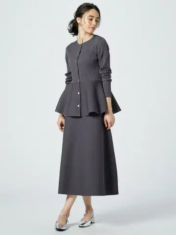 PLST 24aw 홀가먼트 페플럼 가디건 그레이