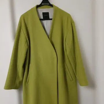 스픽앤스팬 해밀턴 울 V넥 칼라 코트 롱 기장 노카라 36