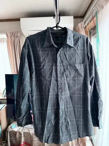 David Taylor 그레이 체크 긴팔 셔츠 XLT/1EGA