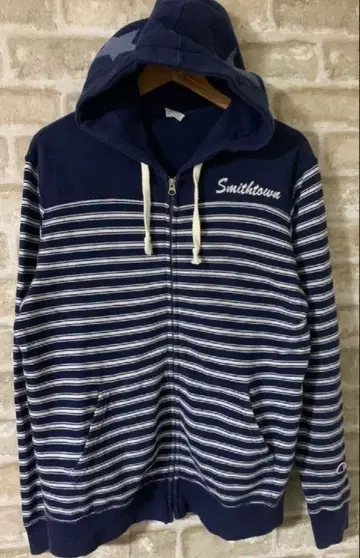 Champion 스트라이프 후드티 M 구제 가공