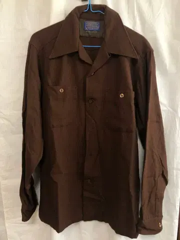 90s Pendleton 울 브라운 오픈 카라 셔츠 M 사이즈