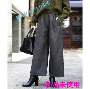 [ zootie ] 미사용 새상품 와이드 팬츠 밴딩 헤링본 트위드 M