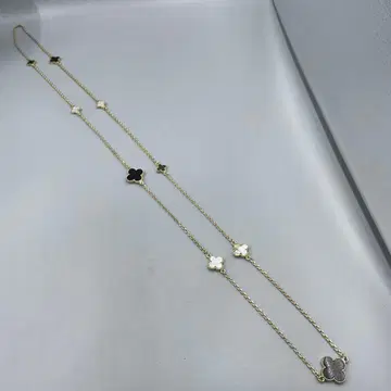 25 빈티지 클로버형 모티브 롱 목걸이 골드