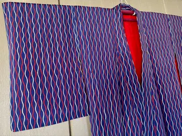 타테와쿠 요로케지마 트리콜로르 이중 기모노 앤티크