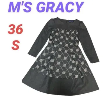 엠즈 그레이시 까멜리아 자수 울 원피스 36(S) 그레이