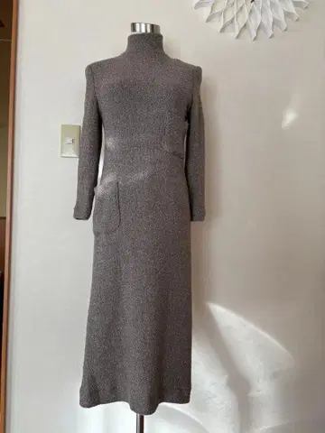 준 아시다 11호 브라운 계열 니트 롱 원피스 터틀넥