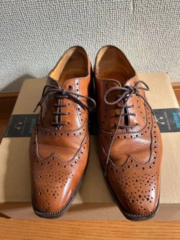 브라운 가죽 윙팁 슈즈 7.5