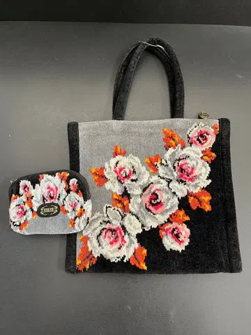 페이러 FEILER 미니 토트백 미니 파우치 장미 패턴 타월 원단