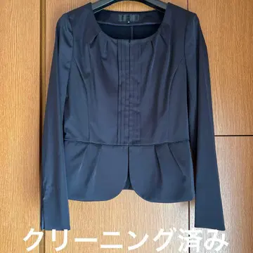 네이비 노카라 페플럼 자켓