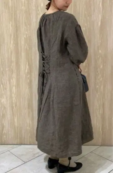 사만사 모스모스 Slow linen 뒷 허리 리본 원피스