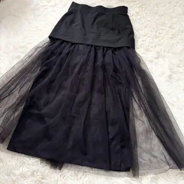 컨디션 최상 Whim Gazette 튤 절개 스커트 블랙 플레어 M