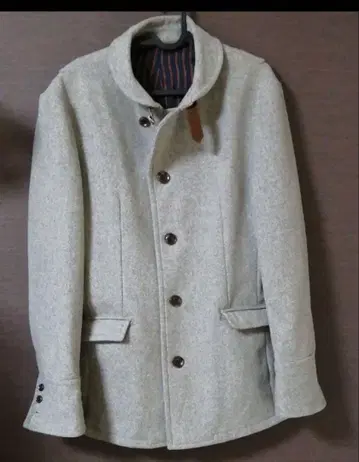 다케오 키쿠치 그레이 울 피 코트 L