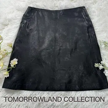 새상품급 투모로우랜드 컬렉션 램 가죽 무릎 기장 스커트 38