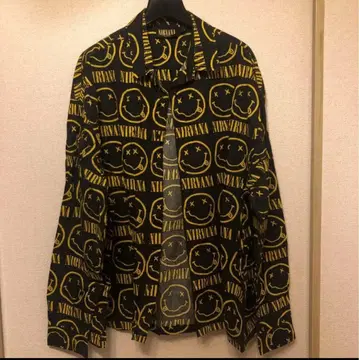 ASOS NIRVANA 스마일리 페이스 패턴 긴팔 셔츠