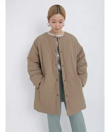 사만다 모스모스 블루 스티치리스 패딩 자켓 모카