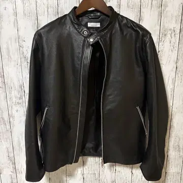 BEAUTY&YOUTH 블랙 천연 가죽 싱글 라이더