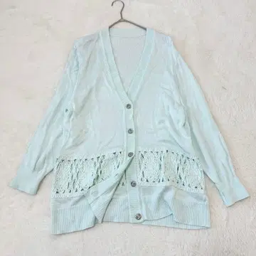 빈티지 가디건 실크 혼방 레트로 겉옷 일본제 스카이블루