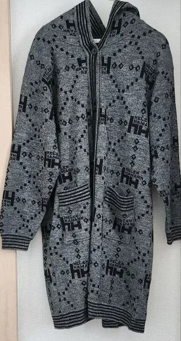 후드 부착 니트 가디건