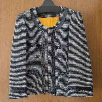 MAITRESSE 노카라 자켓 블랙 화이트 스트라이프