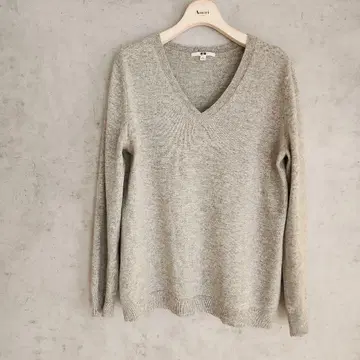 유니클로 캐시미어 100% 브이넥 니트 여성용 XL 그레이