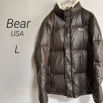 고품질 [베어 유에스에] 다운 자켓 육후 로고 자수 브라운 L