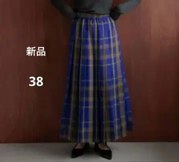 새상품 38 어반 리서치 서니 라벨 체크 플리츠 이지 스커트