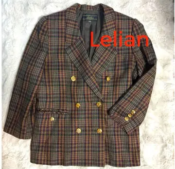 Leilian 체크 더블 자켓