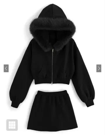 GRL 블랙 후드 부착 셋업 L 사이즈