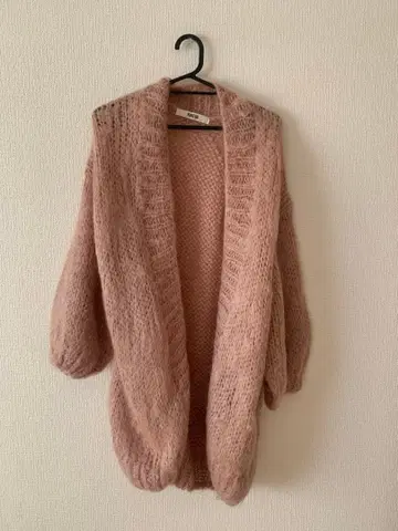 furfur 퍼퍼 모헤어 혼방 가디건 핑크 니트