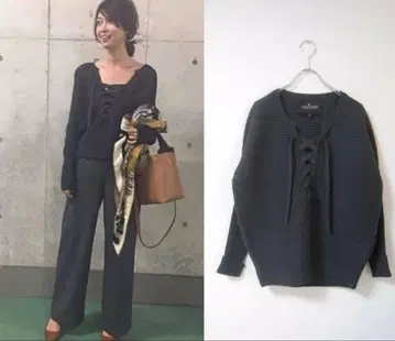 DESIGNERS REMIX 레이스업 니트 헨미 에미리 착용