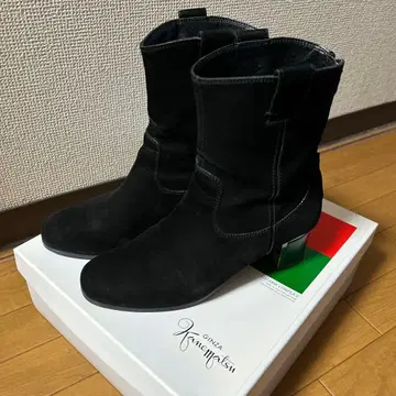 긴자 카네마츠 블랙 스웨이드 숏부츠