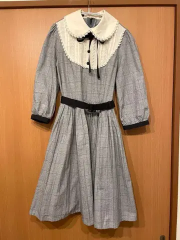 이노센트 월드 타탄 체크 장미 레이스 원피스 L 사이즈