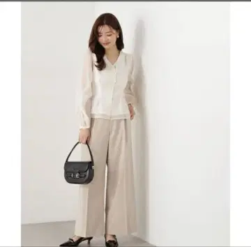 더블 턱 와이드 팬츠 프로포션 바디 드레싱 새상품 베이지 M