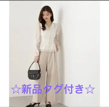 더블 턱 와이드 팬츠 프로포션 바디 드레싱 새상품 베이지 M