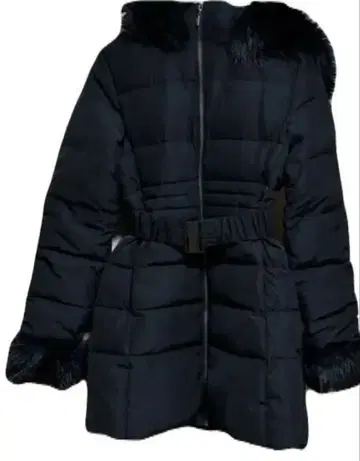 리젝시 후드 부착 블랙 다운 코트