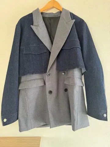 [ HARE ] 데님 도킹 더블 자켓 그레이 / FREE