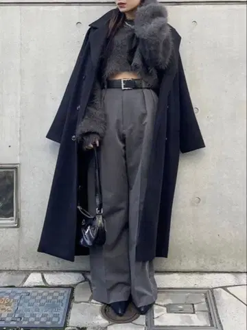 [ 새상품 ] EVRIS 페이크 울 롱 코트