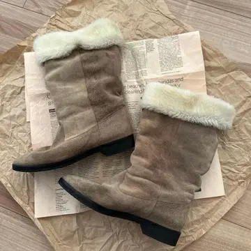 베이지 스웨이드 퍼 부츠 LL [새상품급] 눈길 OK 따뜻한 부츠