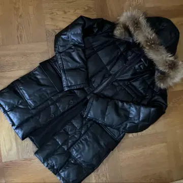 정가 18.7만 새상품급 천연 가죽 다운 자켓 블랙 L 윈드 아머