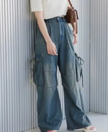 카스타네 카고 데님 팬츠 블루