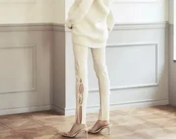 Rosarymoon 사이드 리본 니트 레깅스 로자림문