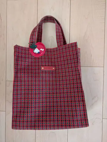 파밀리아 빨간색 체크 토트백 대
