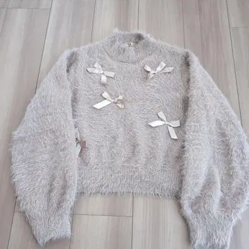 레트로걸 리본 샤기 니트