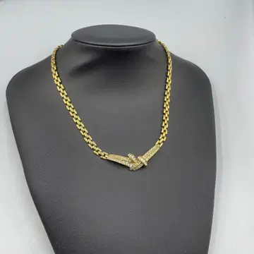 25 빈티지 니나리치 하자품 골드 체인 목걸이 다이아몬드풍 장식