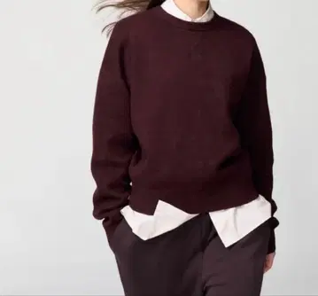 [ 새상품급 ] 유니클로C 스무스 코튼 크루넥 스웨터 wine