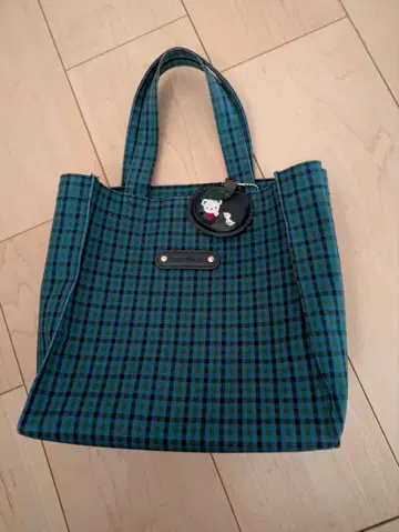 파미리아 파랑 체크 토트백 소